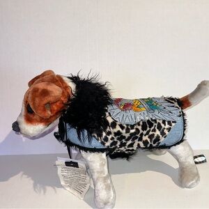 Stylish Vintage Denim/Leopard Print Dog Jacket